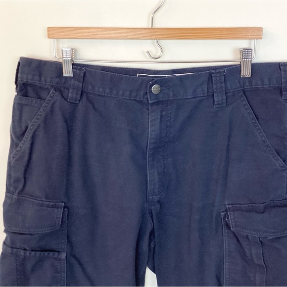 Carhartt Rugged Flex Relaxed Fit Canvas Cargo Work Shorts - Navy - 38 - Picture 3 of 8